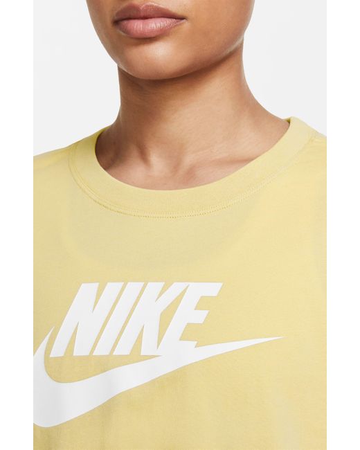 Nike Yellow Sportswear Essential Crop Graphic Tee