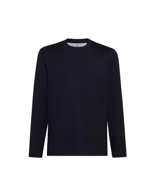 Brunello Cucinelli Blue Long Sleeve T-Shirt for men