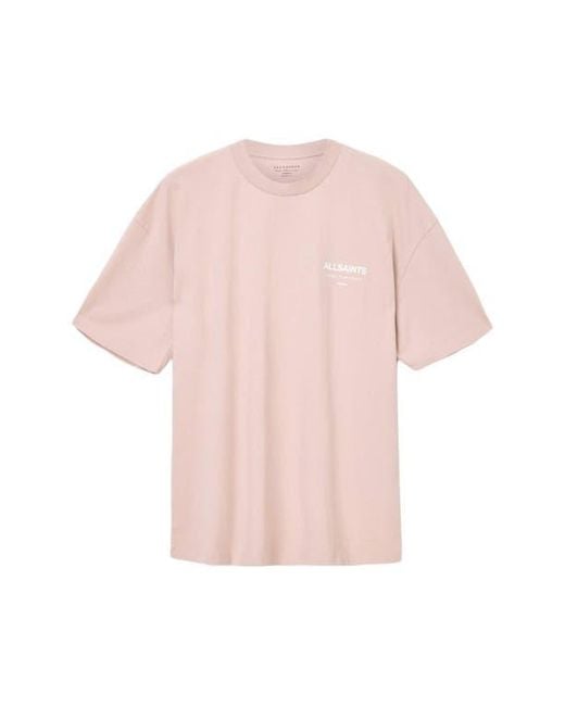 AllSaints Pink Xander Crewneck T-Shirt for men