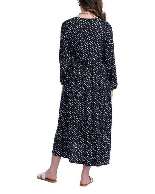 Motherhood Maternity Blue Long Sleeve Button Front Maternity Midi Dress