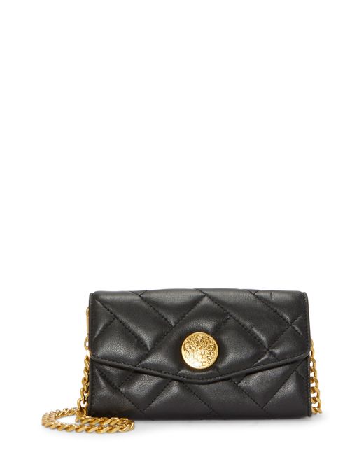 Vince Camuto Black Kisho Quilted Leather Wallet On A Chain