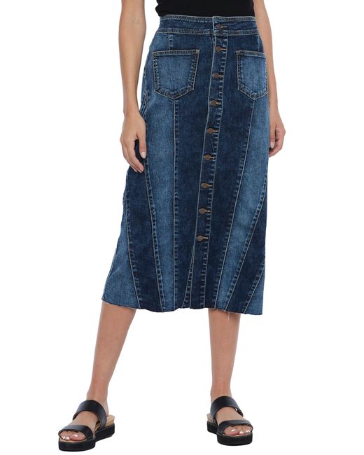 Wash Lab Denim Wash Lab Retro Button Front Skirt in Blue Lyst