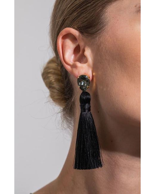 Jennifer Behr Black Francine Silk Tassel Drop Earrings
