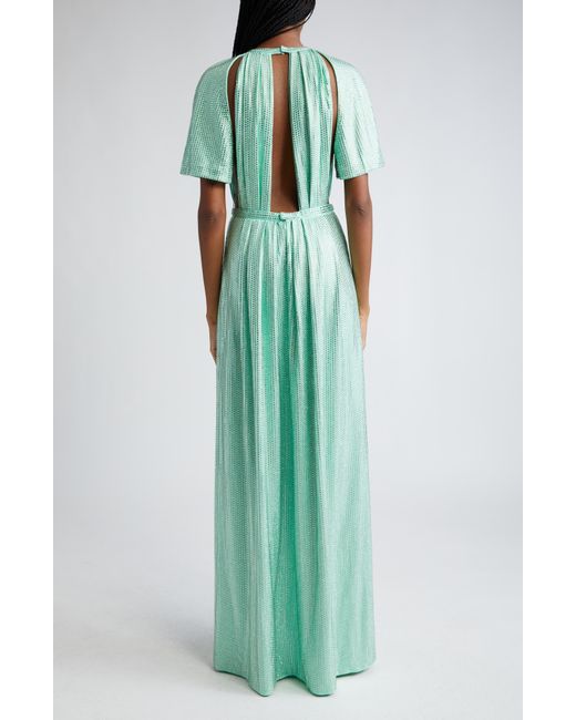 Area Green Crystal Embellished Cutout Ponte Jersey Gown