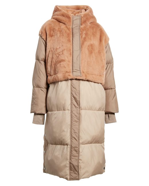 Ugg Natural ugg(r) Keely Convertible Faux Fur Hooded Puffer Coat
