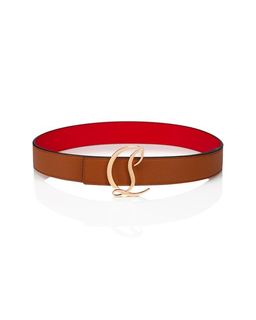 Christian Louboutin Red Logo Buckle Leather Belt