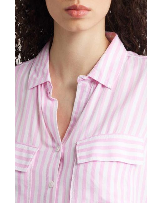 Beach Lunch Lounge Blue Fallon High-Low Button-Up Shirt