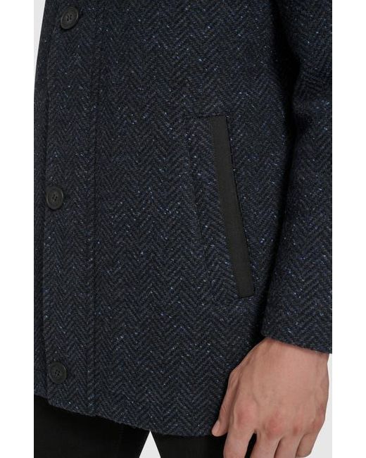 Andrew Marc Black Dorsey Plaid Wool Blend Car Coat for men