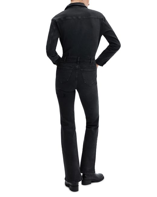 Mango Black Long Sleeve Denim Jumpsuit