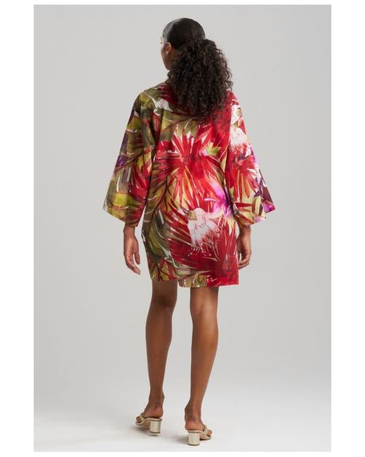 Natori Red Rainforest Cover-Up Tunic With Tassels