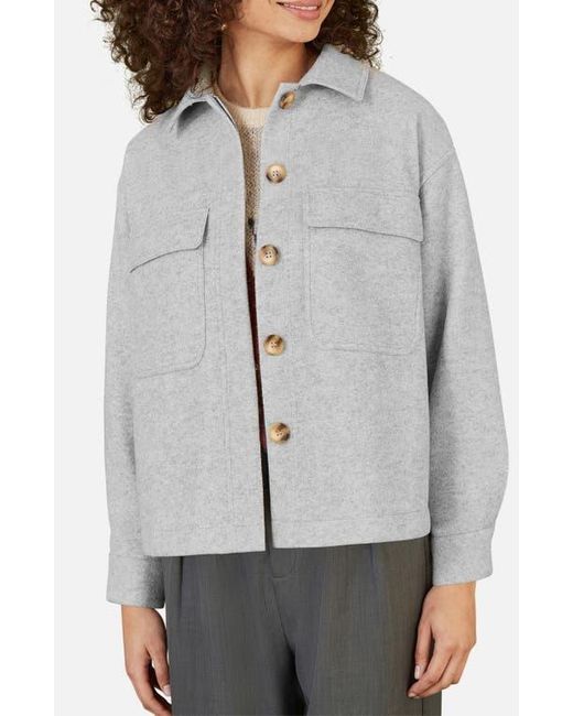 Yumi' Gray Textured Finish, Patch Pockets Shacket