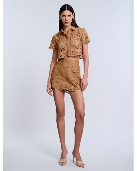 BCBGMAXAZRIA Blue Eyelet Mini Skirt