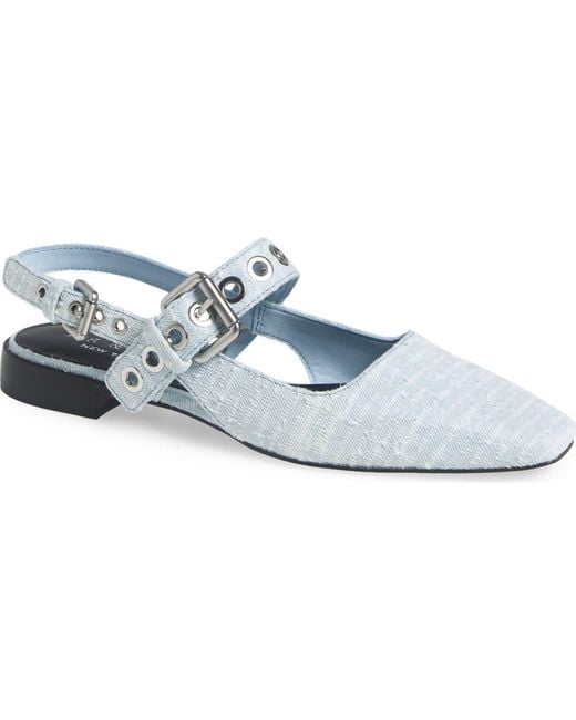 Rag & Bone Blue Moto Astra Mary Jane Slingback Flat
