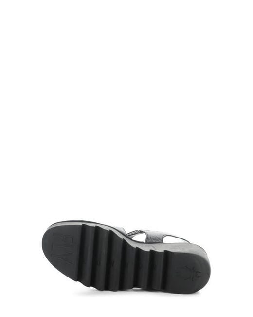 Fly London Black Bexy Platform Wedge Sandal