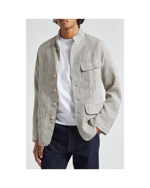 Drake's Gray Check Linen Forestiere Jacket for men