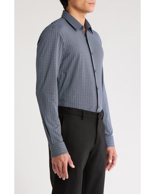 Boss Blue Roan Kent Geo Print Button-Up Shirt for men