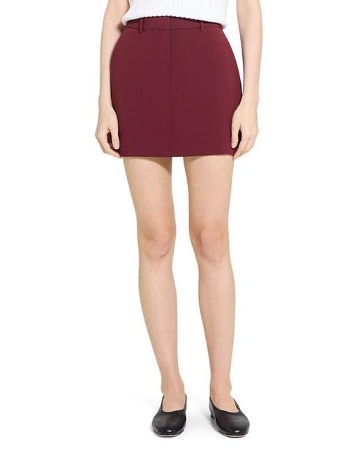 Theory Red Crepe Miniskirt