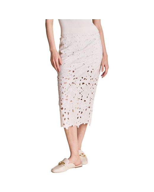 Endless Rose Women's White Cutout Lace Midi Skirt