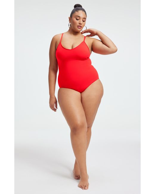 GOOD AMERICAN Red Sculpt One-piece Swimsuit
