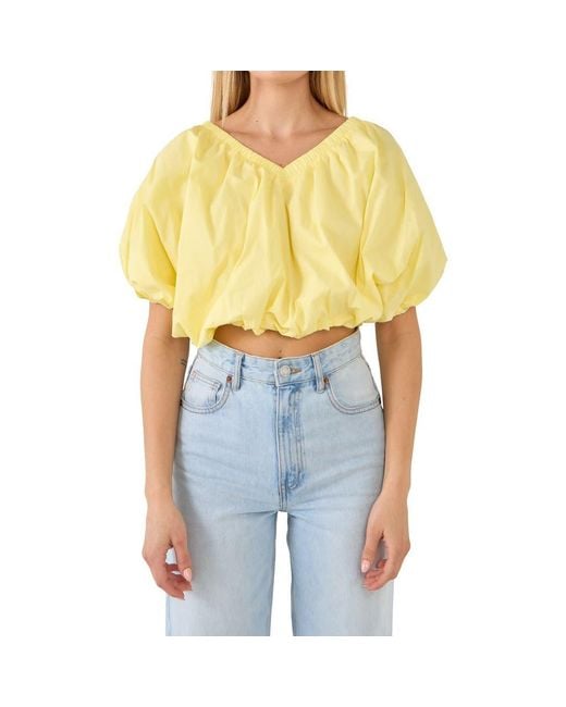 Endless Rose Blue Puff Crop Blouse