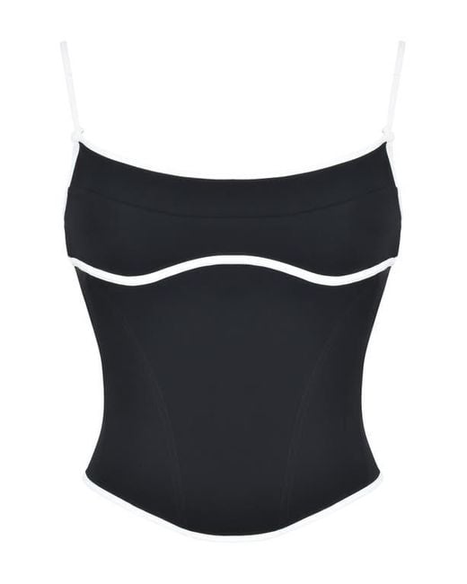 Mistress Rocks Black Contrast Trim Corset Top