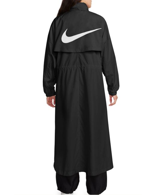 Nike Black Essential Longline Trench Coat