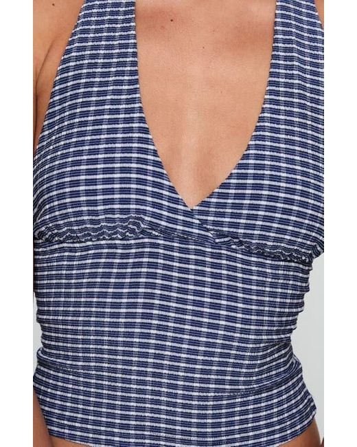 Princess Polly Blue Whimsy Gingham Halter Top