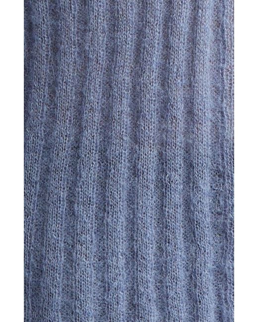 Paloma Wool Blue Naor Button Back Mohair & Alpaca Blend Rib Cardigan