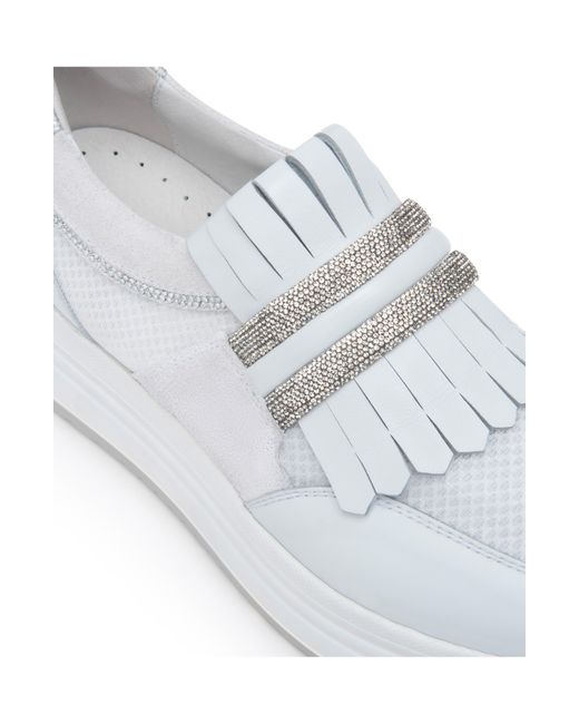 Nero Giardini White Kiltie Fringe Platform Sneaker