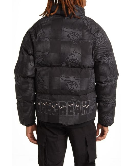 ICECREAM Black Puff Puff Puffer Jacket for men