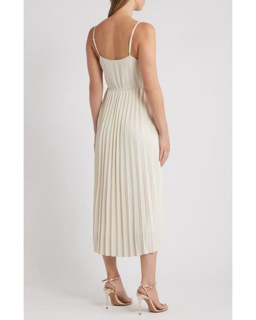 ZOE AND CLAIRE Natural Pleated Slipdress & Cardigan Set