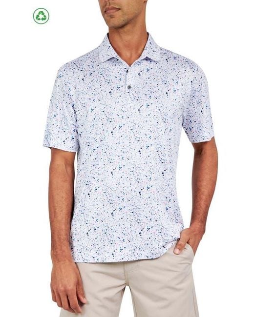 Con.struct White Regular Fit Paint Splatter Print Recycled Performance Golf Polo for men