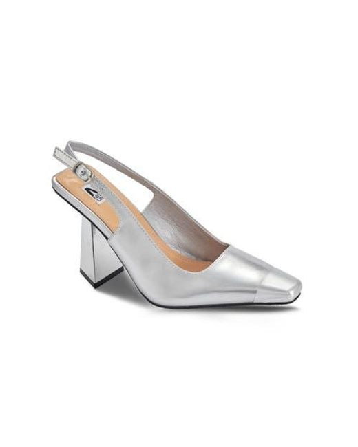 Ninety Union White Metal Heel Cap Toe Slingback Pump