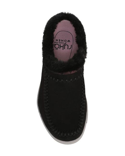 Ryka Black Arrow Faux Fur Trim Mule
