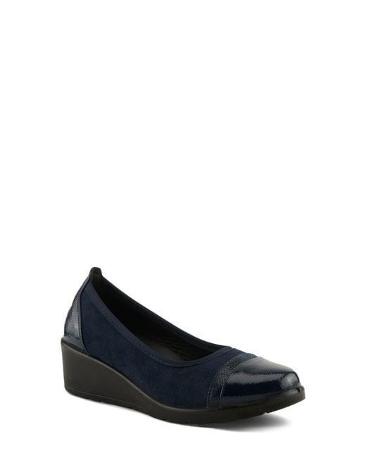 Flexus by Spring Step Blue Macadi Cap Toe Platform Wedge Pump