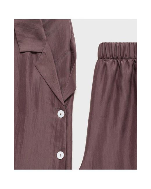 Mango Purple Silk Pajama Shirt