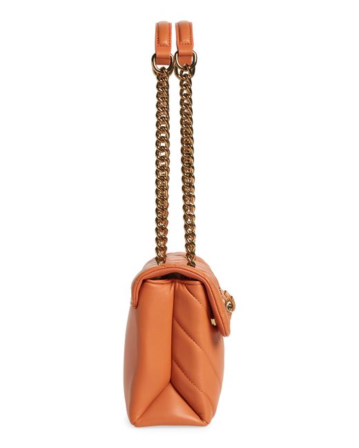 Kurt Geiger Orange Kensington Quilted Leather Convertible Shoulder Bag