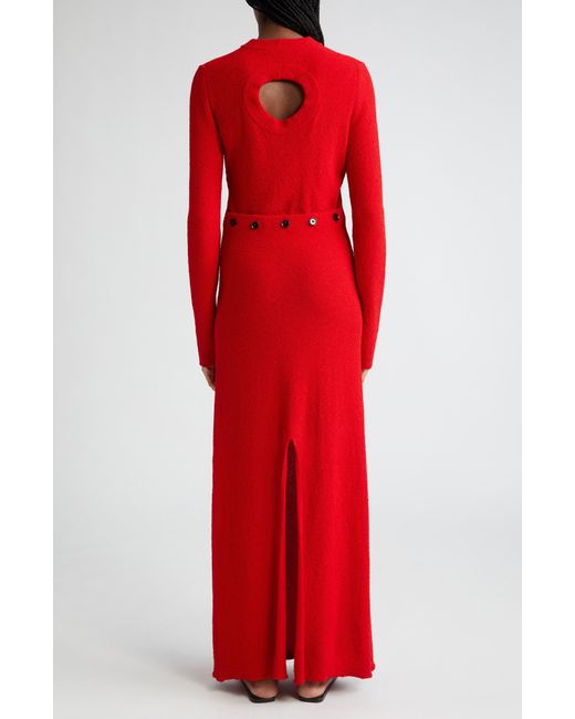 Proenza Schouler Red Lara Long Sleeve Bouclé Knit Convertible Dress
