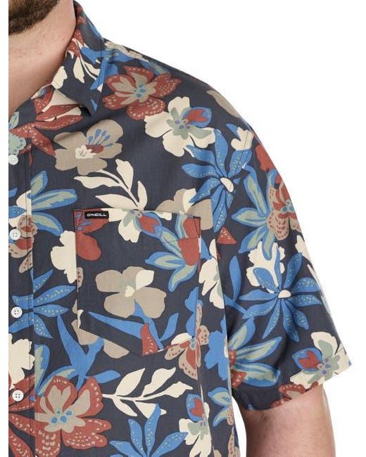 O'neill Sportswear Blue Big & Tall Eco Standard Floral Sport Shirt for men