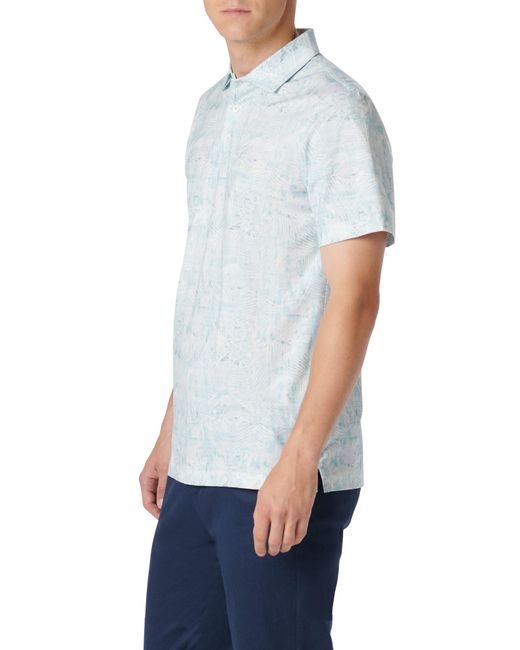 Bugatchi Blue Victor Ooohcotton Leaf Print Polo for men