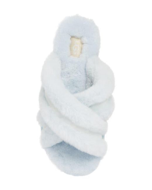 Ugg White Scuffita Genuine Shearling Slide Slipper