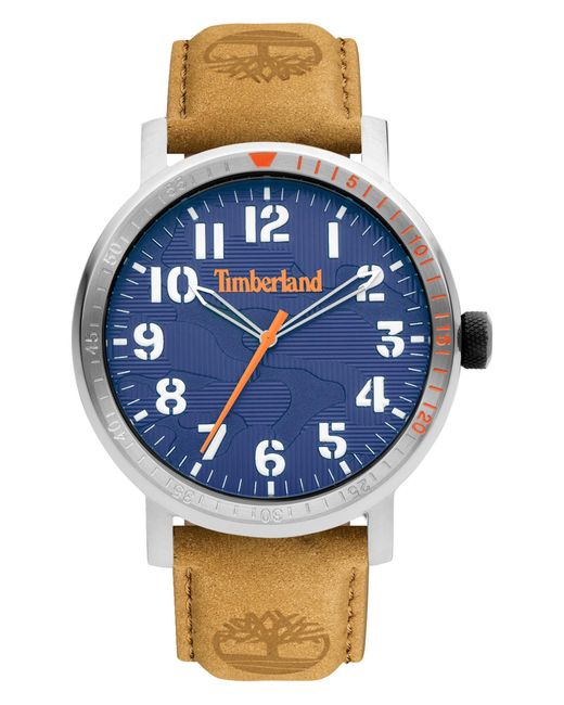 Timberland Blue Topsmead Leather Strap Watch for men