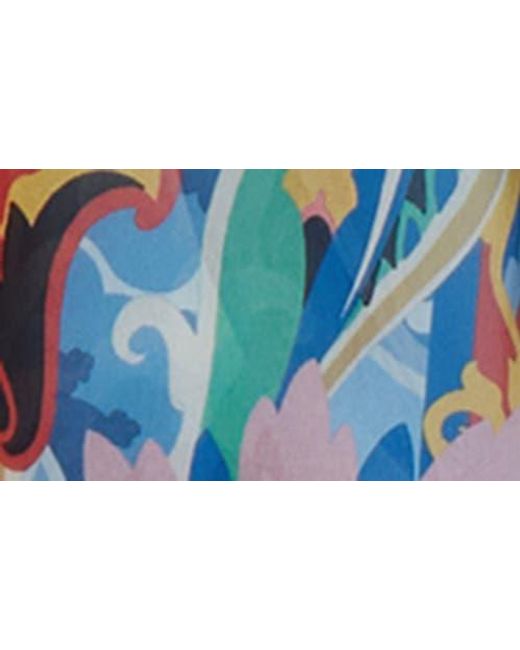 Etro Blue Paisley Silk Cape Scarf
