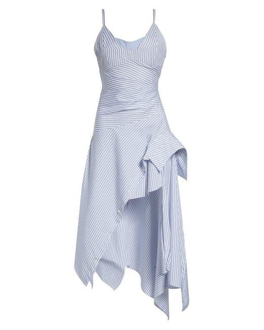 Monse White Cascade Stripe Cotton Poplin Dress