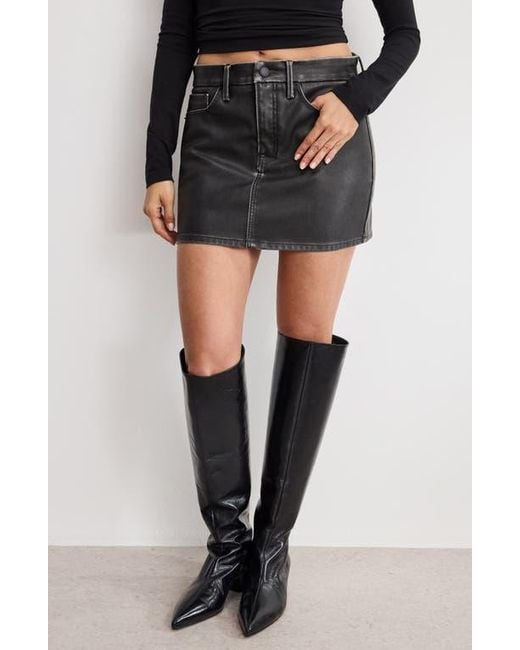 GOOD AMERICAN Black '90S Faux Leather Miniskirt