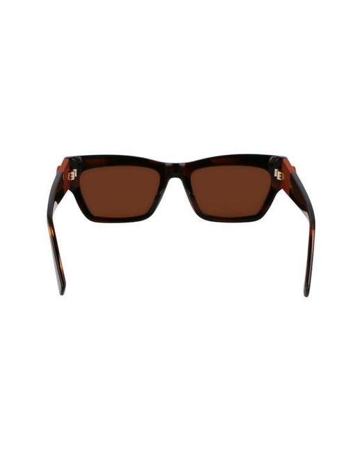 Longchamp Brown Medallion 53Mm Modified Rectangular Sunglasses