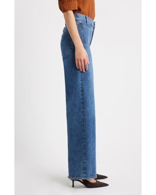 FRAME Blue Le Slim Palazzo Patch Pocket High Waist Wide Leg Jeans