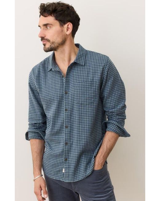 Marine Layer Blue Classic Gingham Stretch Cotton Button-Up Shirt for men