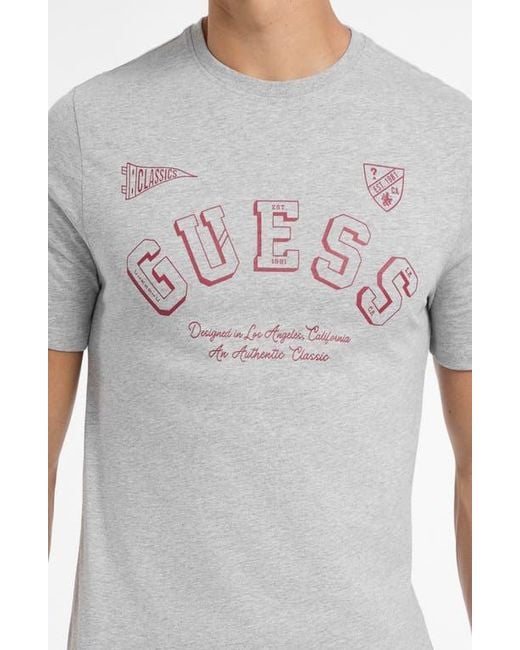 Guess Gray Slim Fit Organic Cotton Logo Graphic T-Shirt for men