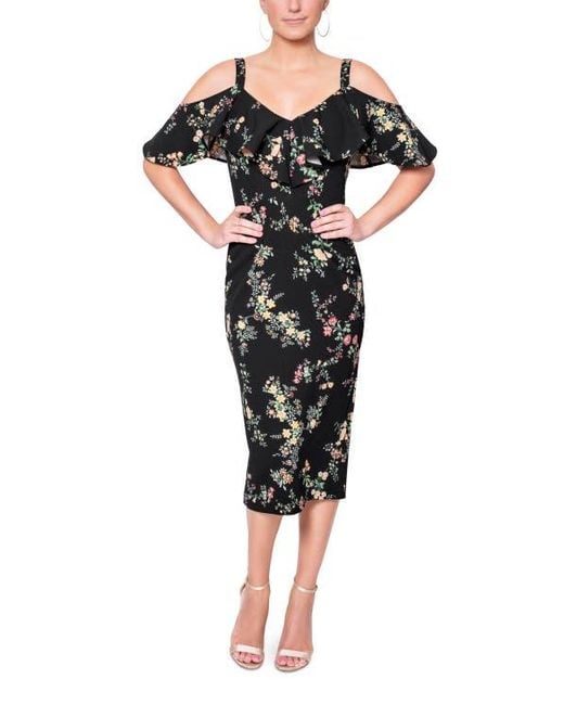 Rachel Roy Women's Black Marcella Printed Off The Shoulder Ruffle